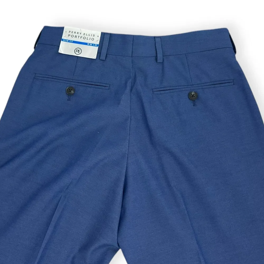 Perry Ellis Portfolio Dress Pants‎ Suit Separate 30W x 32L Blue Corpcore